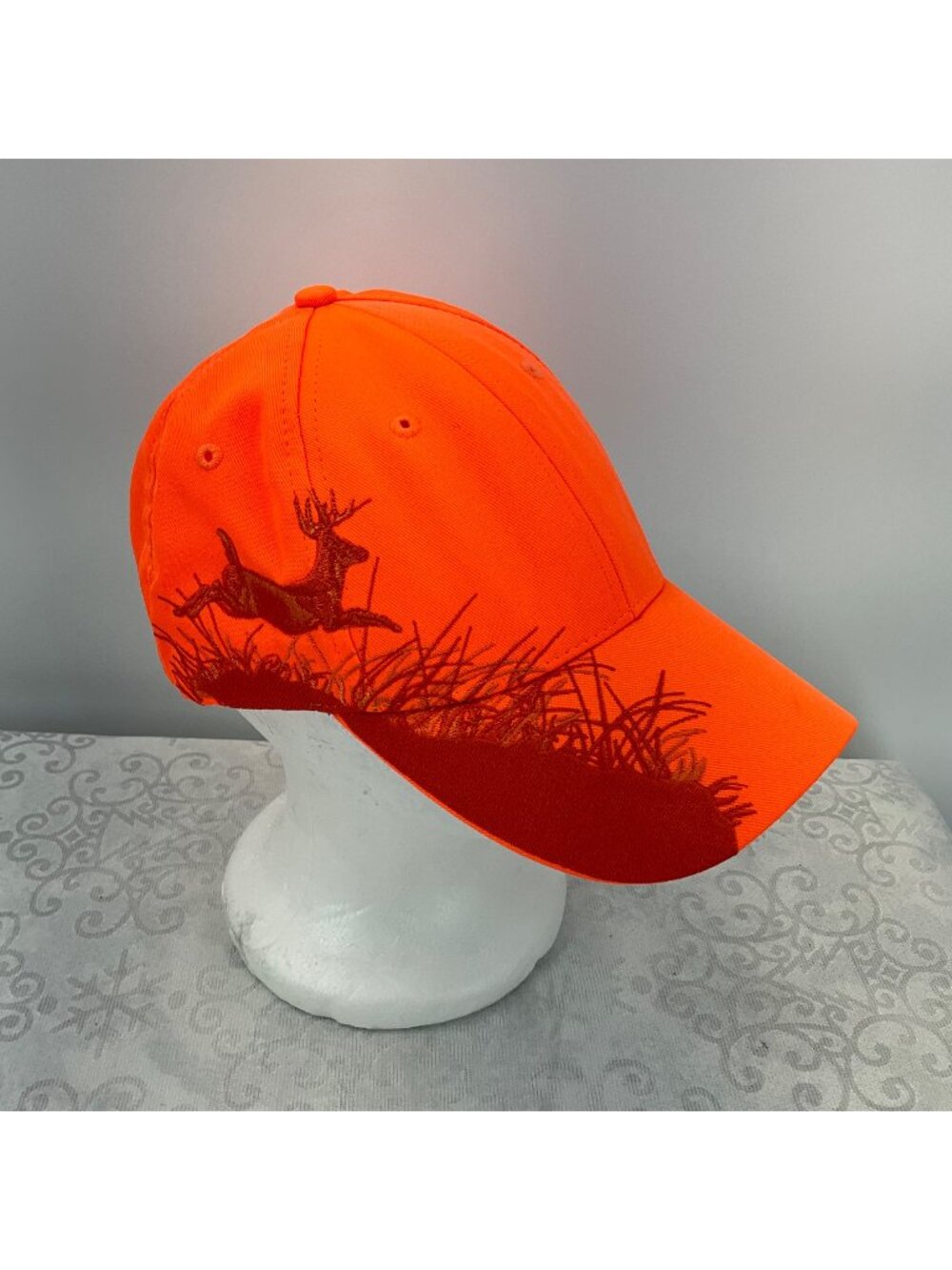 Dri-Duck Blaze Orange Cap With Embroidered Deer Graphic Adjustable Strapback Hat